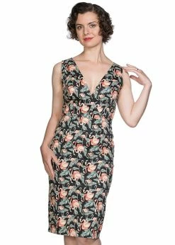 Banned Flamingo Honnie 50's Pencil Dress Black