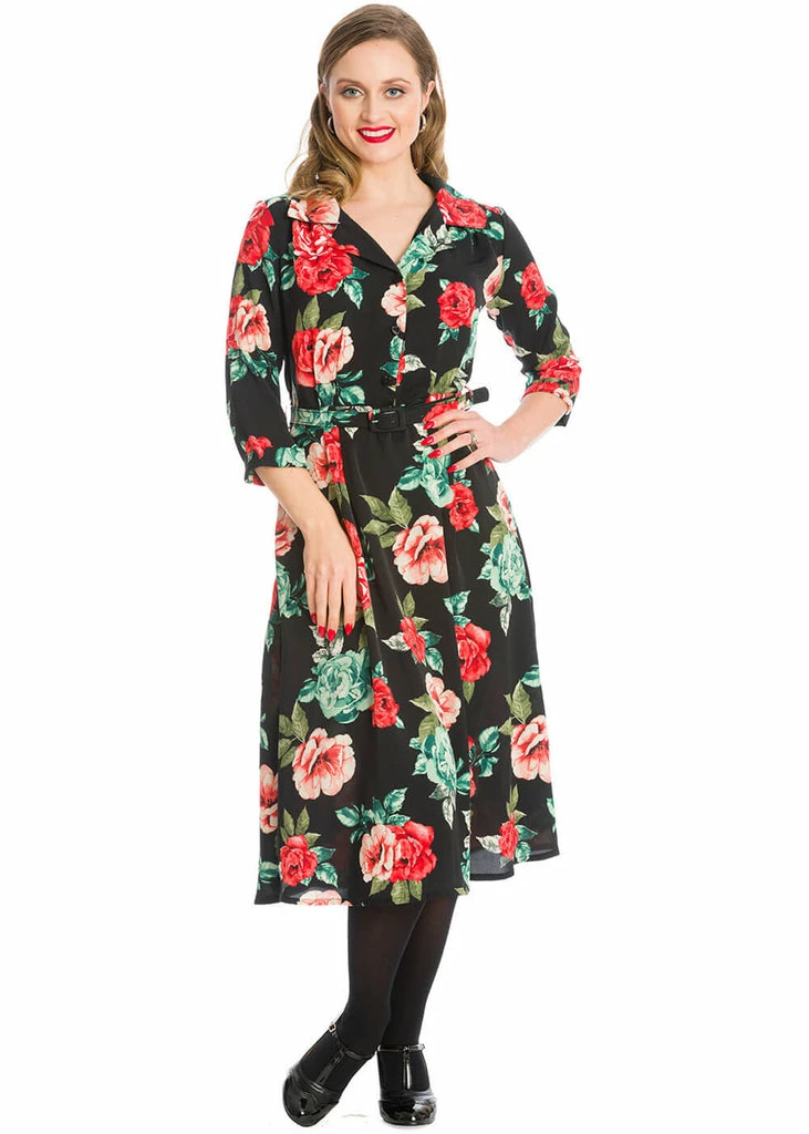 Banned Evening Rose 40's A-Line Dress Red - Image 2