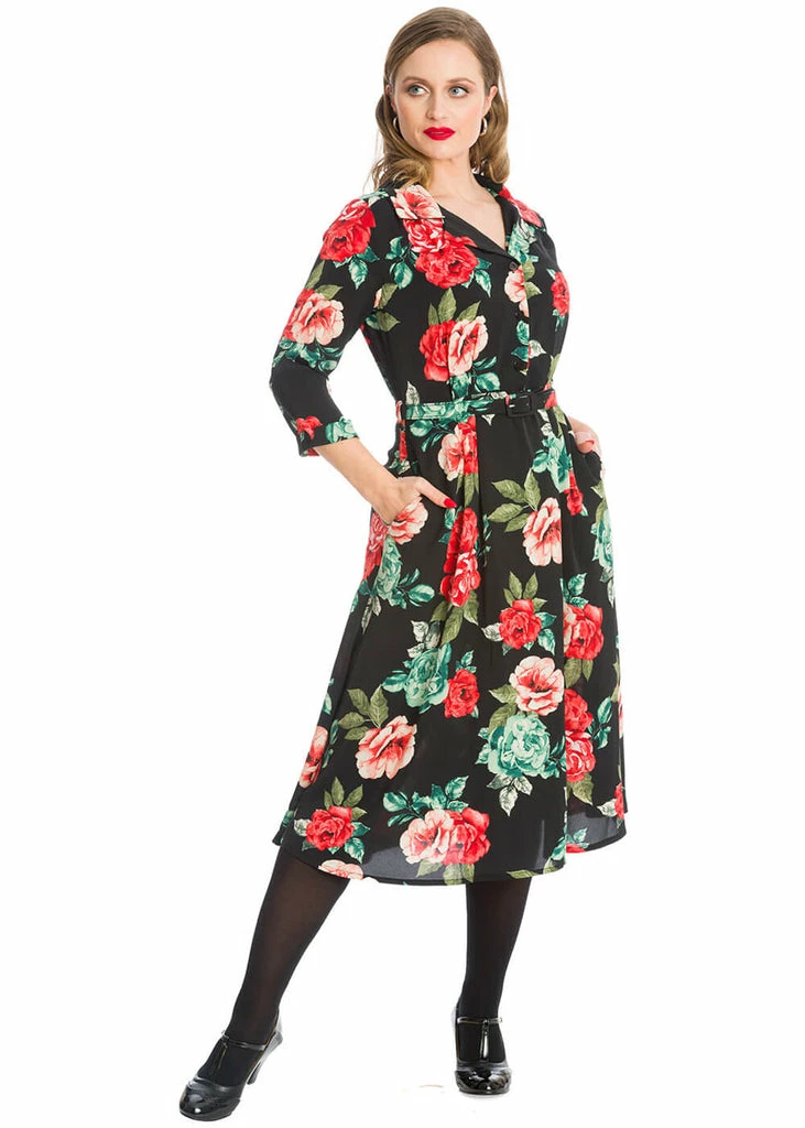 Banned Evening Rose 40's A-Line Dress Red