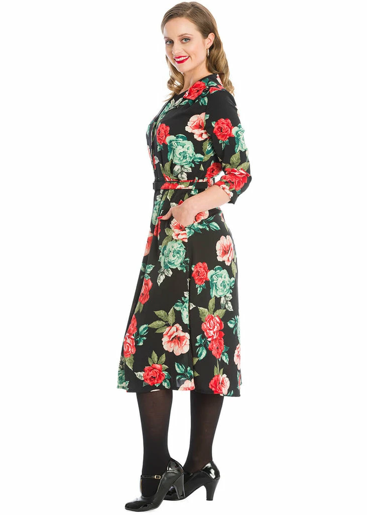 Banned Evening Rose 40's A-Line Dress Red - Image 3