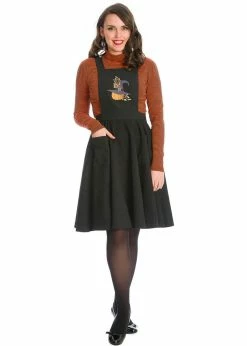 Banned Pumpkin Spice & All Things Nice Pinafore 60's Swing Dress Black