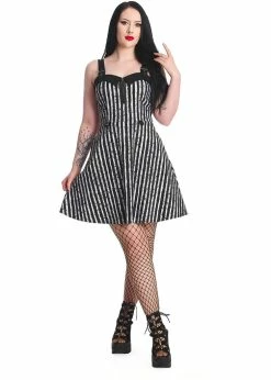 Banned Spooky Nightwalks 50's Swing Dress Black White