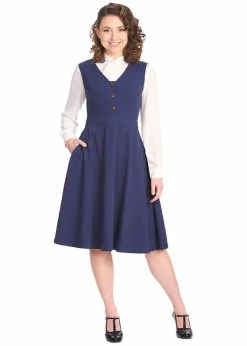 Banned Prim 40's Swing Dress Navy