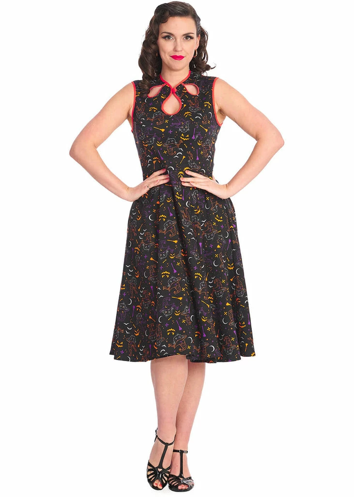 Banned All Hallows Cat 50's Swing Dress Black - Image 3