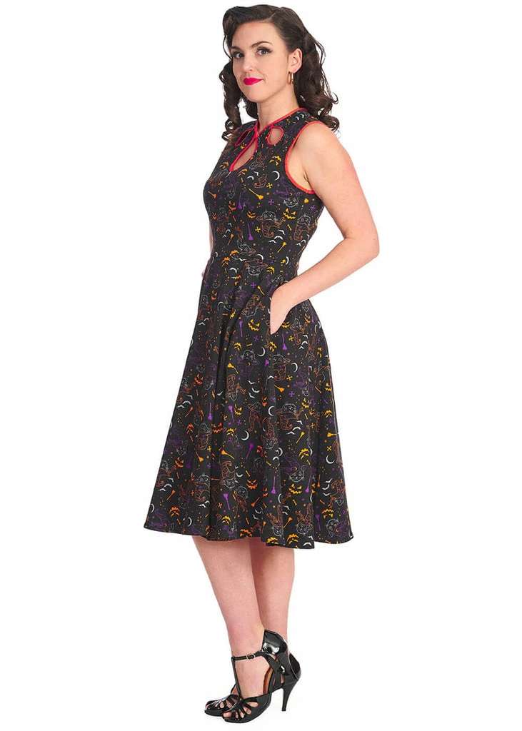 Banned All Hallows Cat 50's Swing Dress Black - Image 2