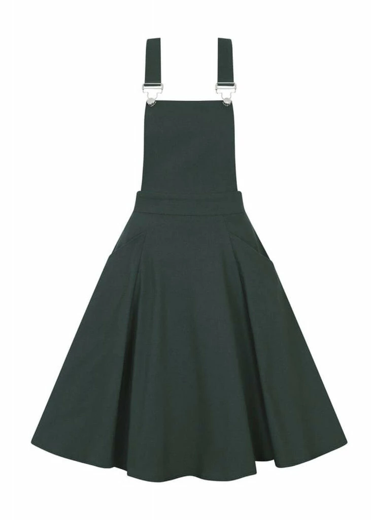 Collectif Kayden 40's Overalls Swing Dress Green - Image 2