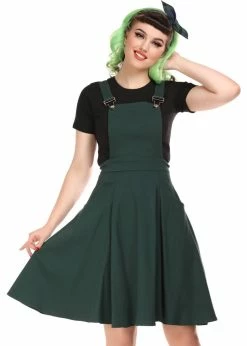 Collectif Kayden 40's Overalls Swing Dress Green