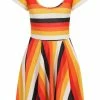 Collectif Lila Candy Corn Stripe 60's Skater Dress Orange
