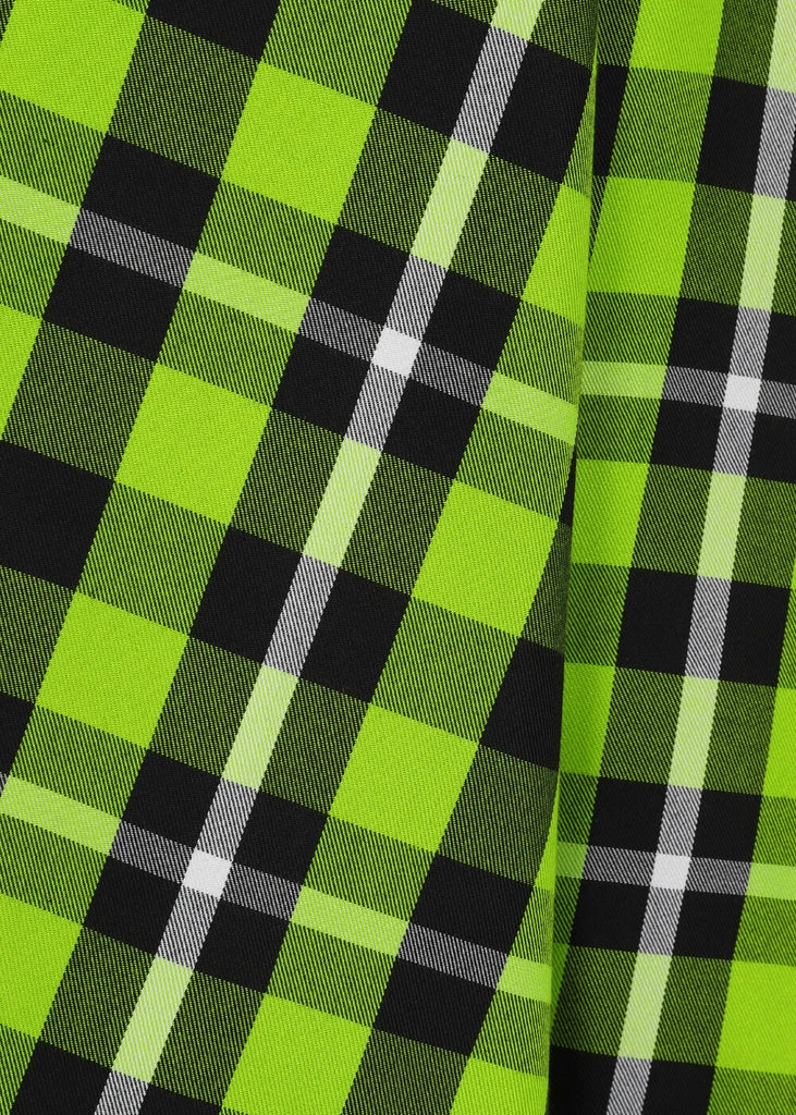 Collectif Mimi Frogs Breath Check 50's Swing Dress Green - Image 4