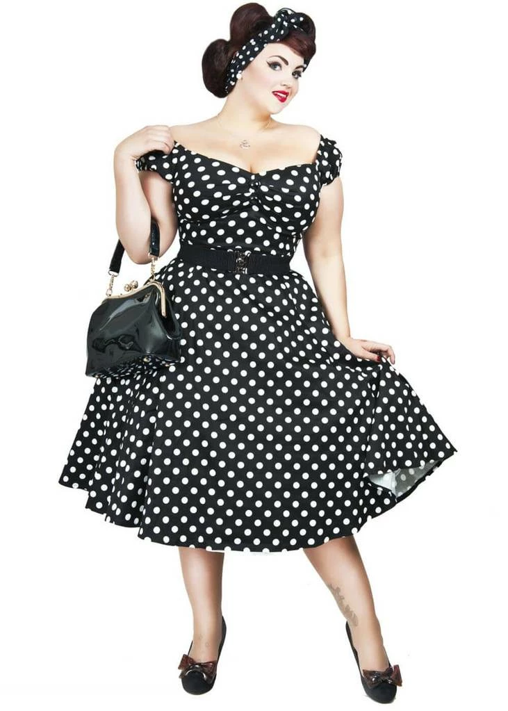Collectif Dolores Polkadot Swing 50's Dress Black - Image 5