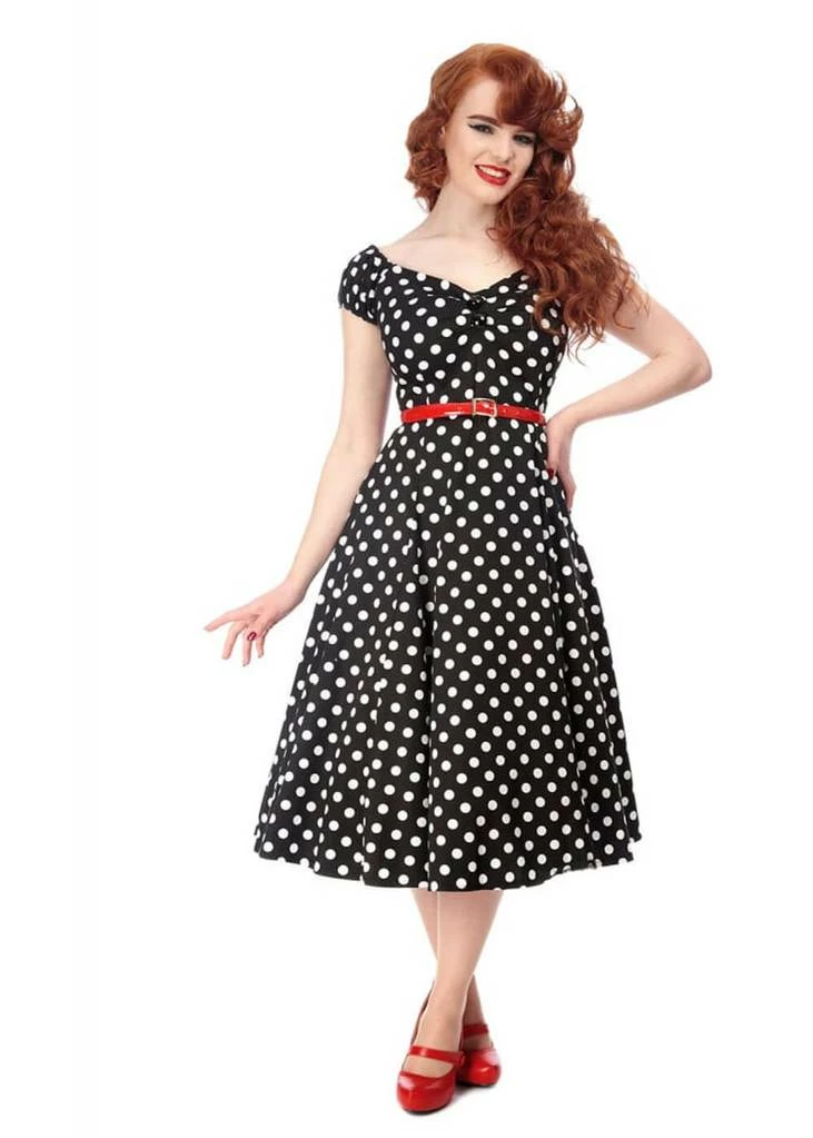 Collectif Dolores Polkadot Swing 50's Dress Black - Image 3