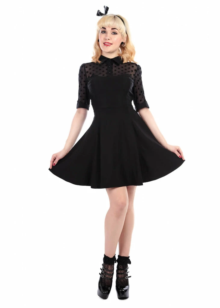 Collectif Wednesday Skater 50's Dress Black - Image 3