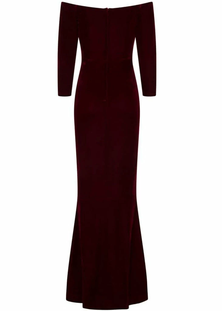Collectif Anjelica Velvet Maxi Dress Wine - Image 4