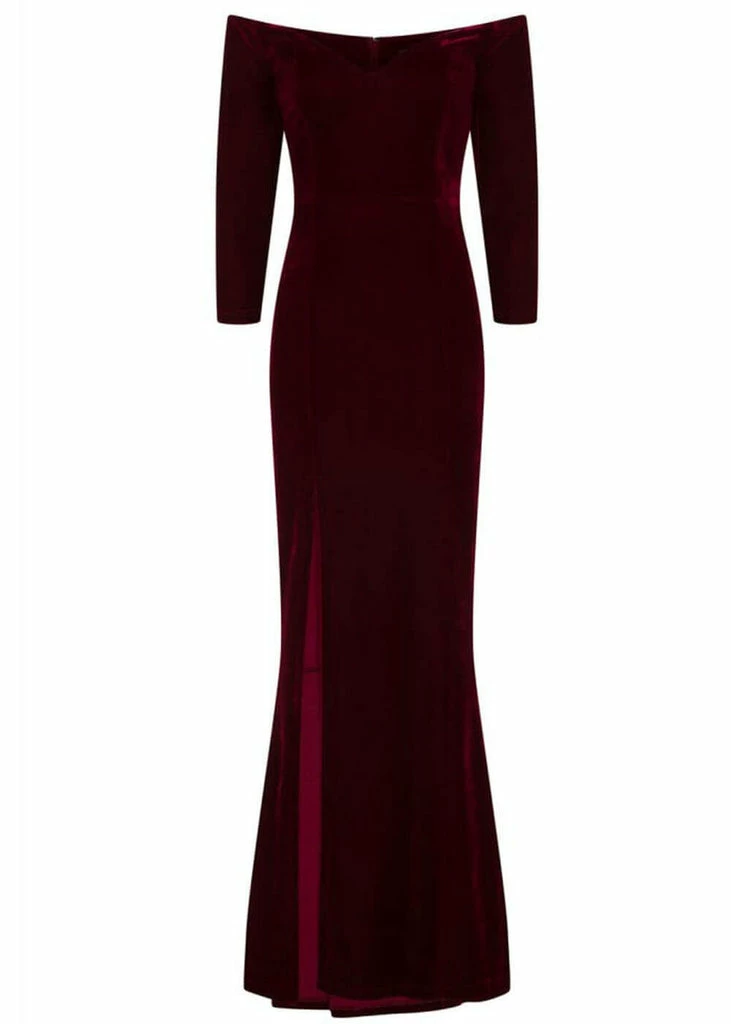Collectif Anjelica Velvet Maxi Dress Wine - Image 2