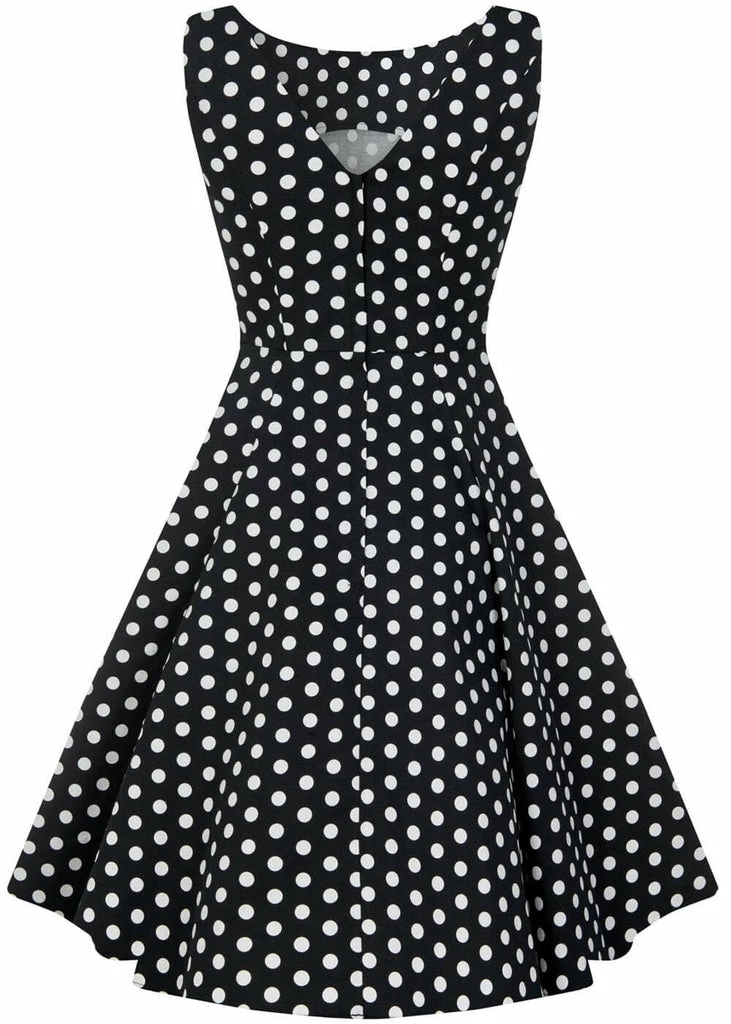 Collectif Hepburn Polkadot 50's Swing Dress Black White - Image 3