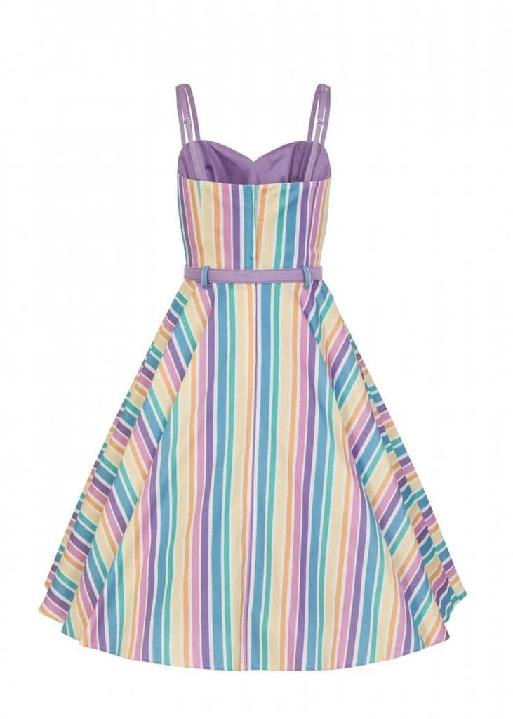 Collectif Nova Rainbow Stripes 50's Swing Dress Multi - Image 4
