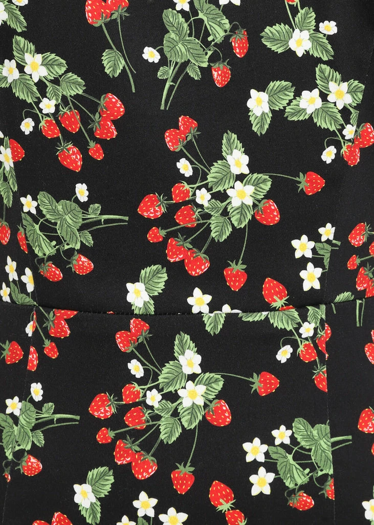 Collectif Demira Wild Strawberries 50's Pencil Dress Black - Image 3