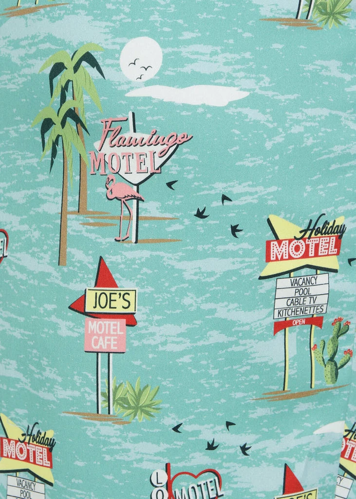 Collectif Lorna Motel 50's Pencil Dress Blue - Image 6