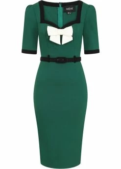 Collectif Sadie 50's Pencil Dress Green