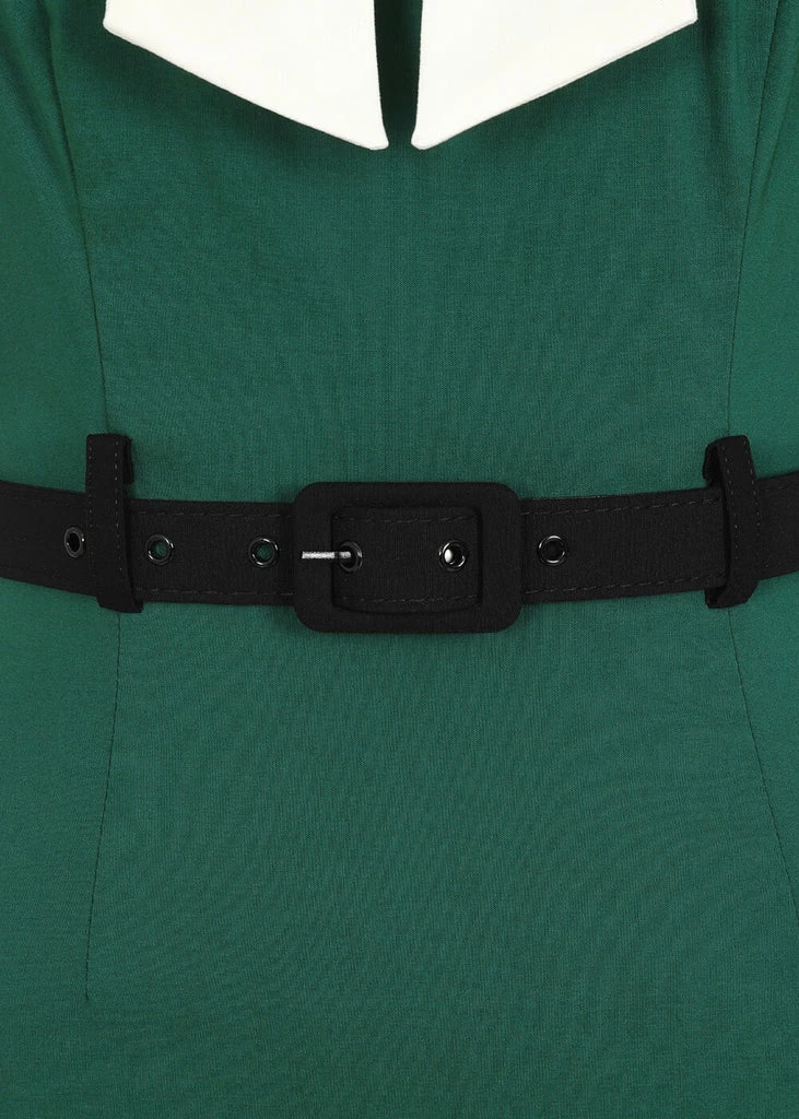 Collectif Sadie 50's Pencil Dress Green - Image 4