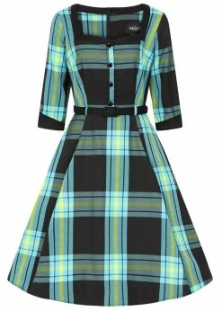 Collectif Linette Evening Check 50's Swing Dress Black