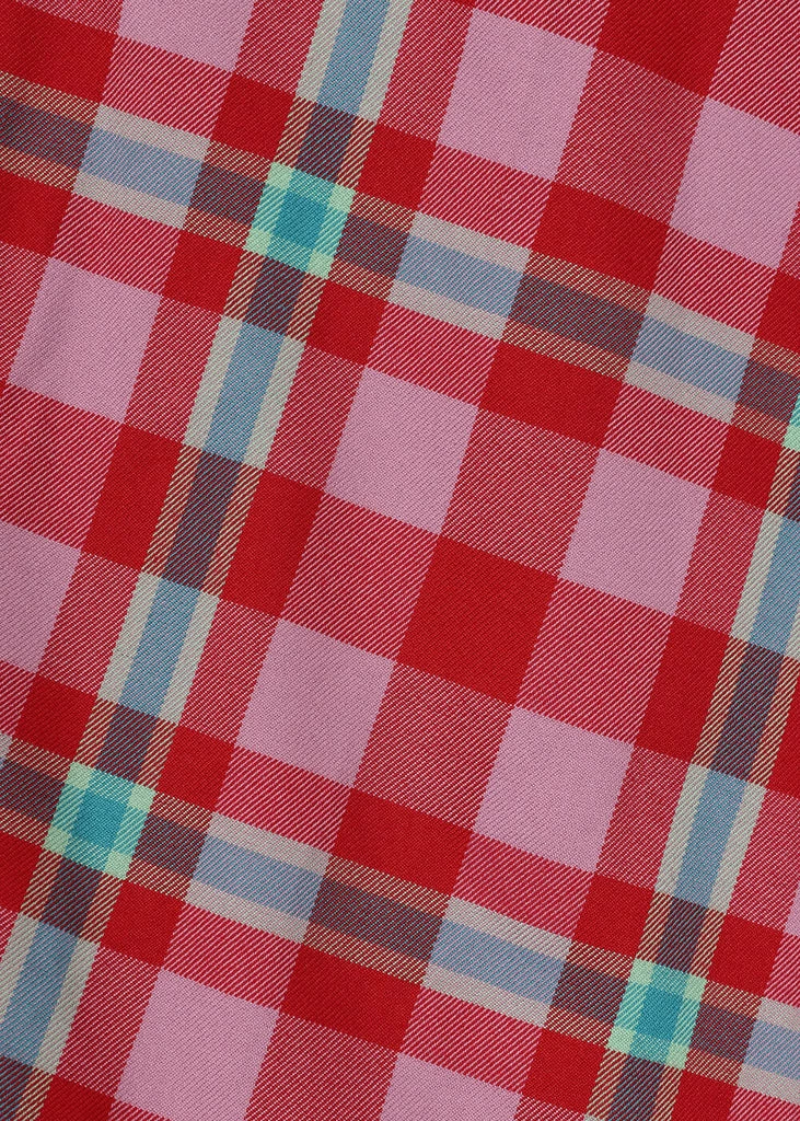 Collectif Cerere Winterberry Check 50's Swing Dress Pink - Image 4