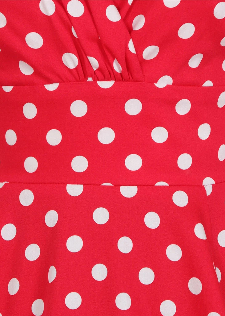 Collectif Trixie Polka Dot 50's Swing Dress Red - Image 4