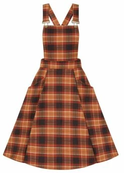Collectif Kayden Chestnut Check 50's Swing Dress Brown