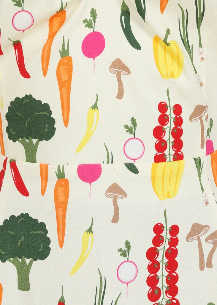 Collectif Dolores Vegetable Medley 50's Swing Dress Cream - Image 2