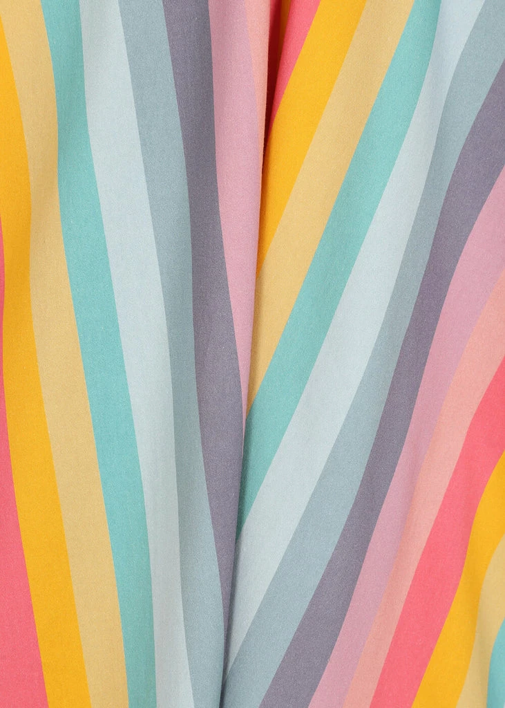 Collectif Nova Dreamy Rainbow Stripe 50's Swing Dress Multi - Image 5