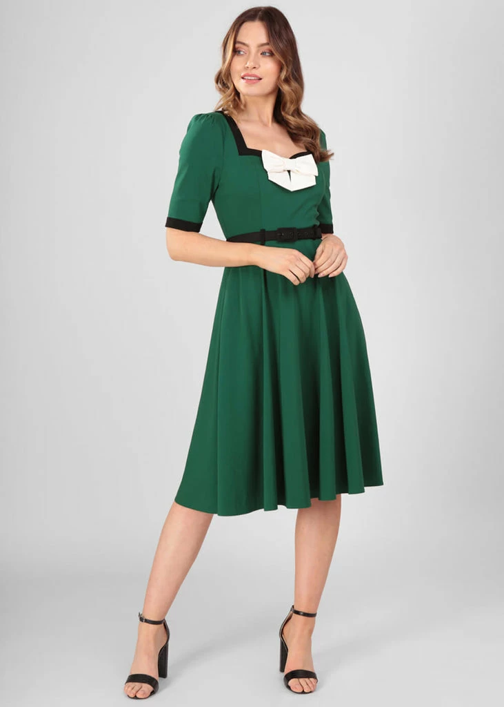 Collectif Sadie 50's Swing Dress Green - Image 3