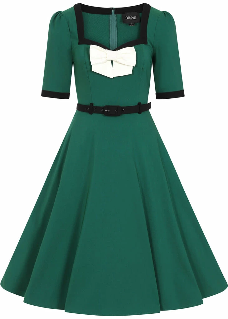 Collectif Sadie 50's Swing Dress Green