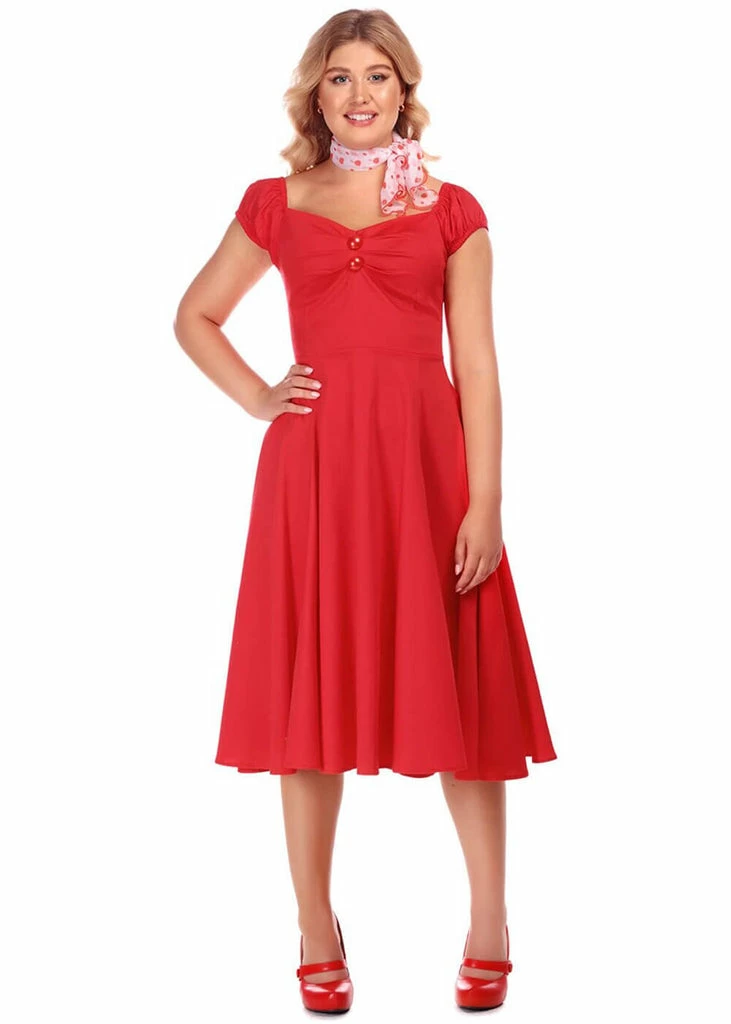 Collectif Dolores Classic 50's Swing Dress Red - Image 3