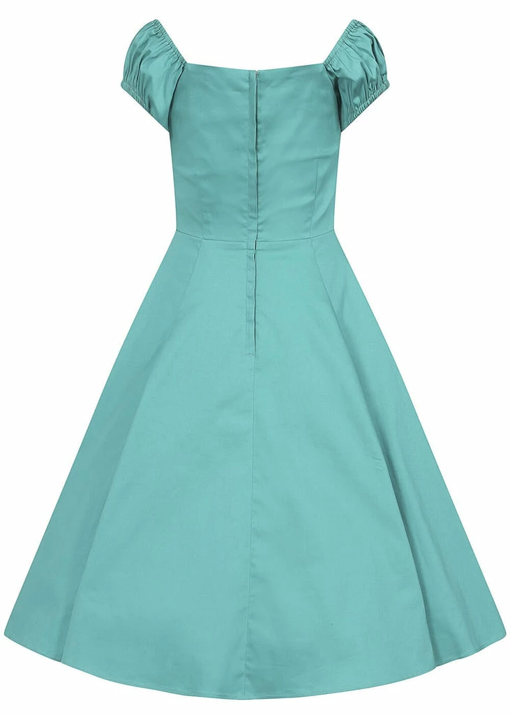 Collectif Dolores Classic 50's Swing Dress Teal - Image 3