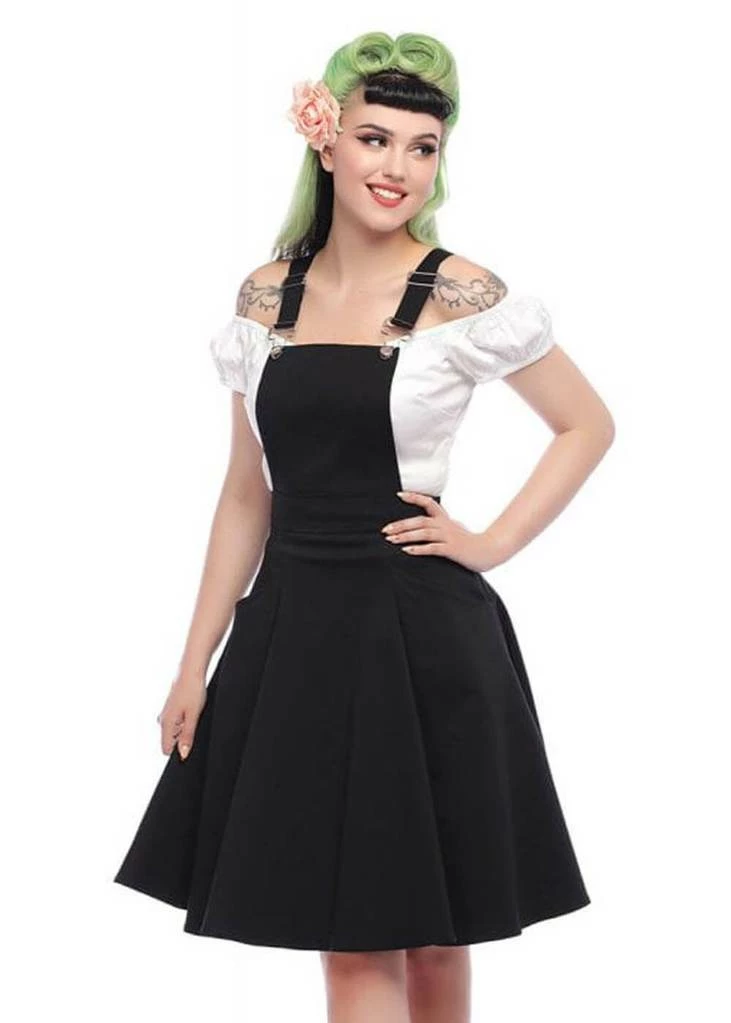 Collectif Kayden Braces 50's Swing Dress Black