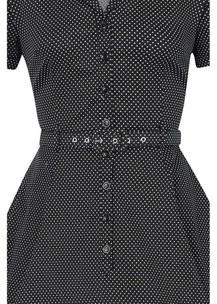Collectif Caterina Mini Polkadot 40's Swing Dress Black - Image 3