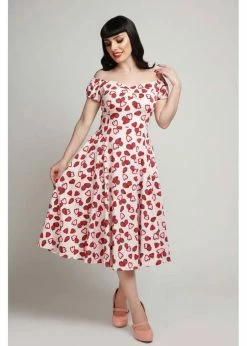 Collectif Dolores Strawberry 50's Swing Dress Pink