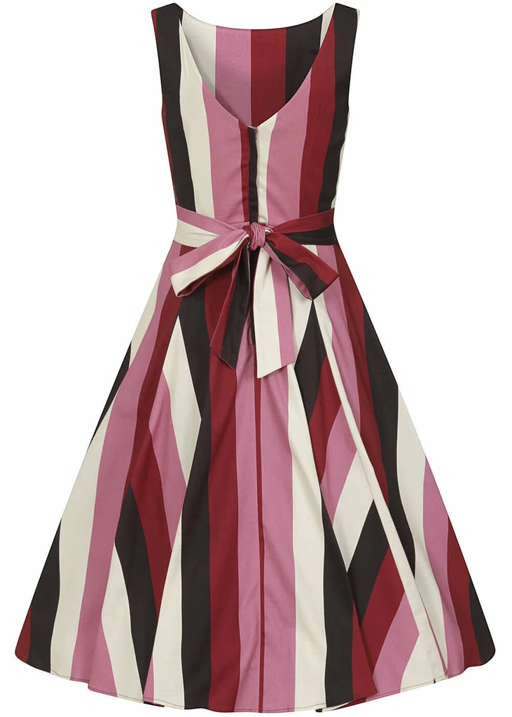 Collectif Frances Bubble Gum Stripe 50's Swing Dress Multi - Image 4