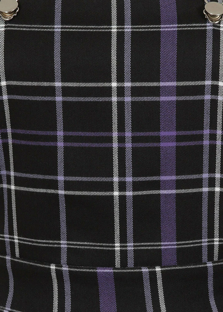 Collectif Kayden Nancy Check Overalls 60's Swing Dress Black - Image 6