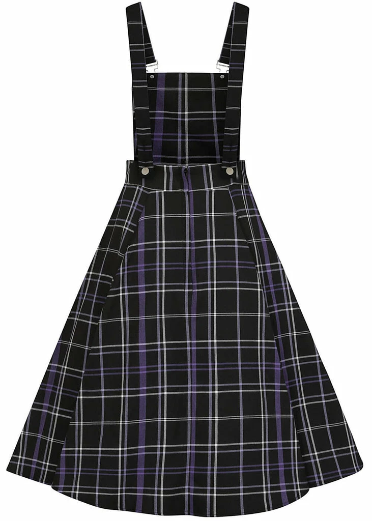 Collectif Kayden Nancy Check Overalls 60's Swing Dress Black - Image 4