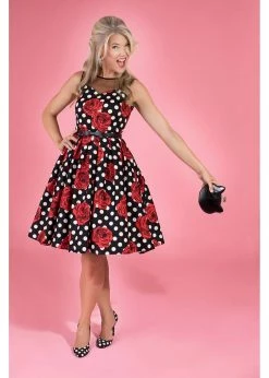Dolly & Dotty Elizabeth Roses And Polkadots 50's Swing Dress
