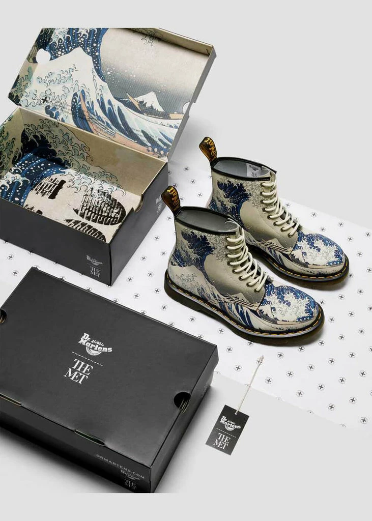Dr. Martens X The Met 1460 The Great Wave Leather Boots Multi - Image 2