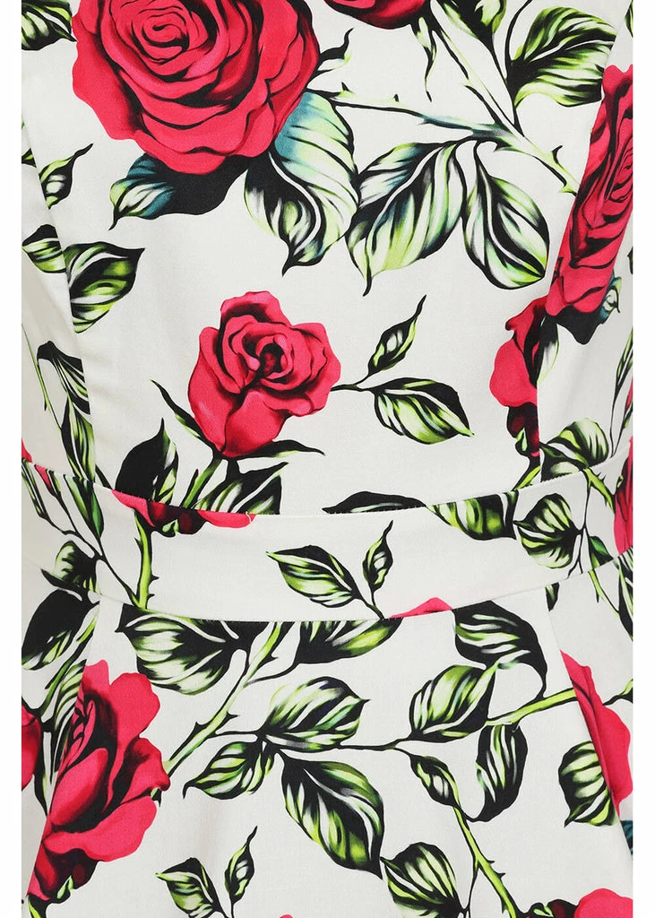 Hearts & Roses Hazel Floral 50's Swing Dress Ivory - Image 6