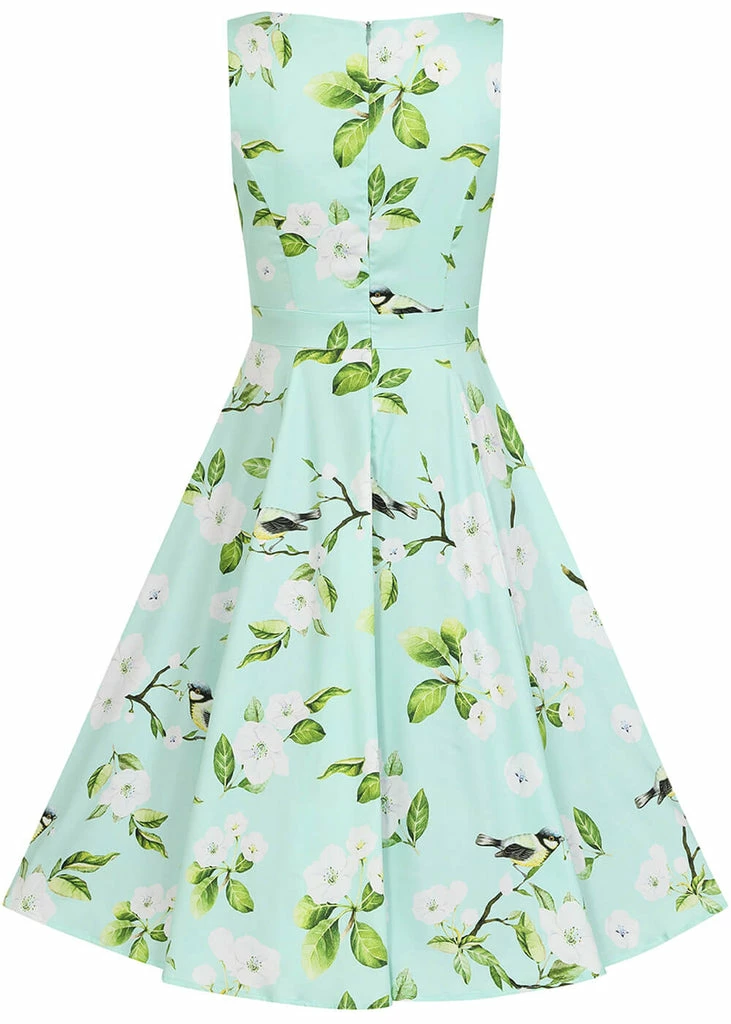 Hearts & Roses Andrea Floral 50's Swing Dress Green - Image 5