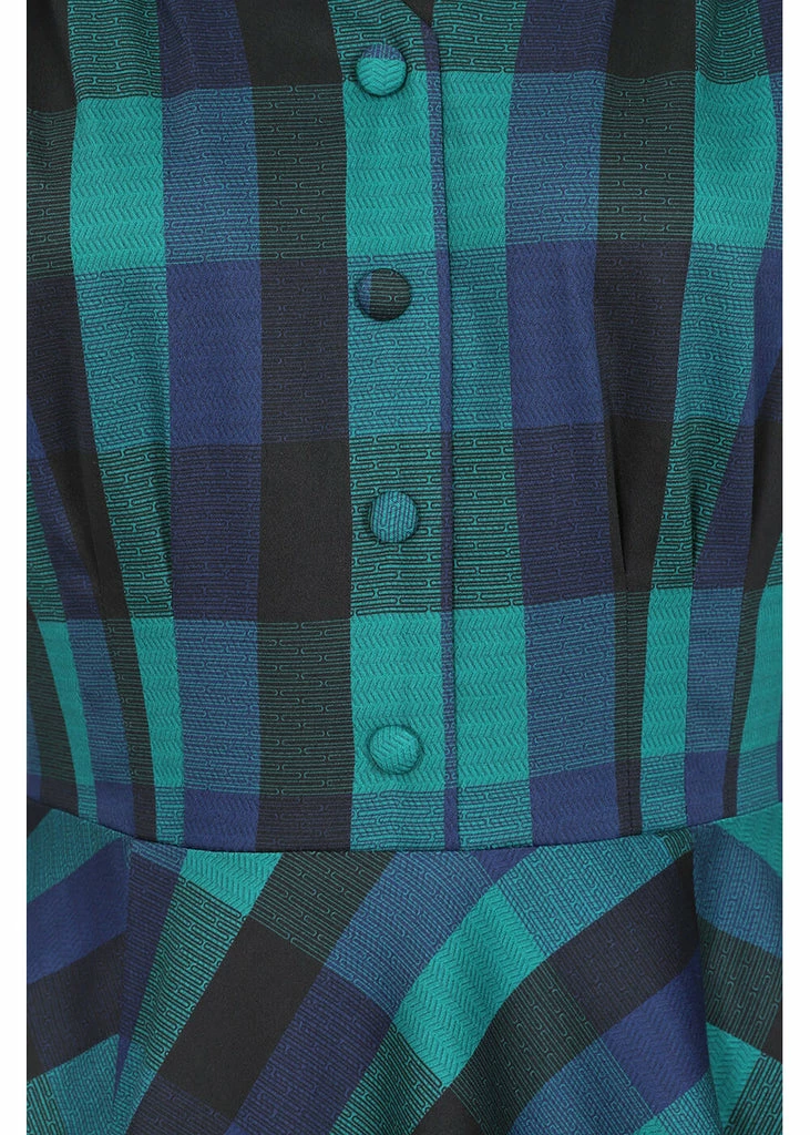 Hearts & Roses Louisa Check 50's Swing Dress Navy - Image 4