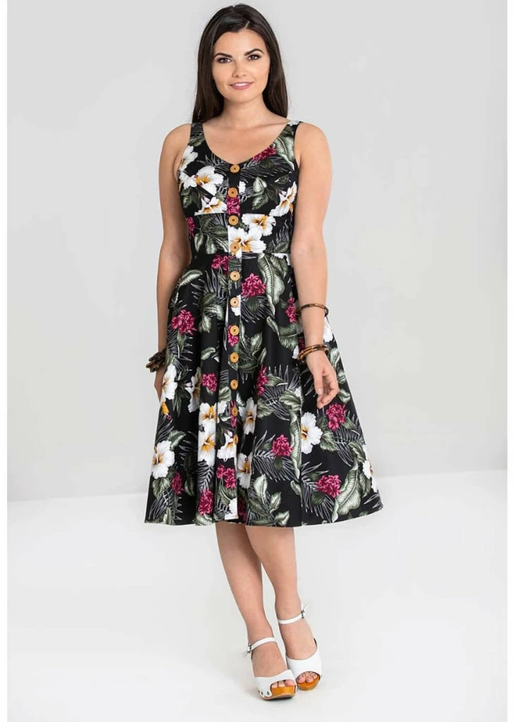 Hell Bunny Tahiti 50's Swing Dress Black
