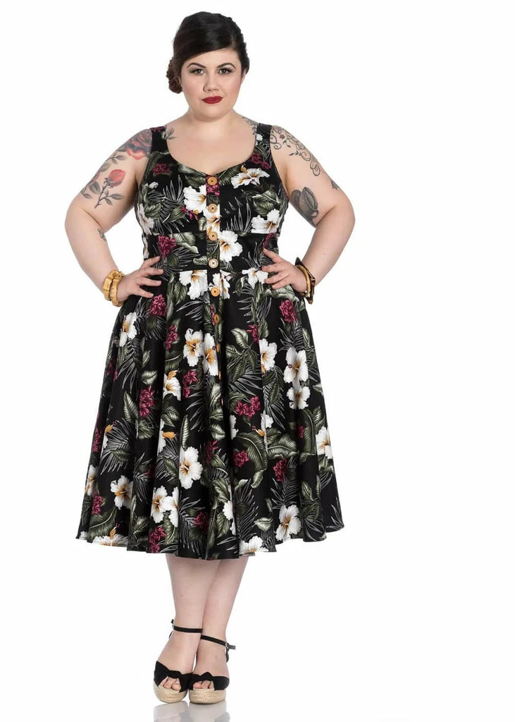 Hell Bunny Tahiti 50's Swing Dress Black - Image 3