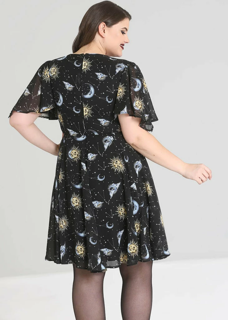 Hell Bunny Solaris Sun & Moon 70's Dress Black - Image 5
