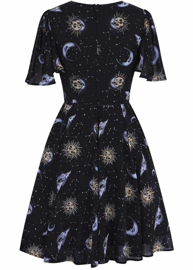 Hell Bunny Solaris Sun & Moon 70's Dress Black - Image 6