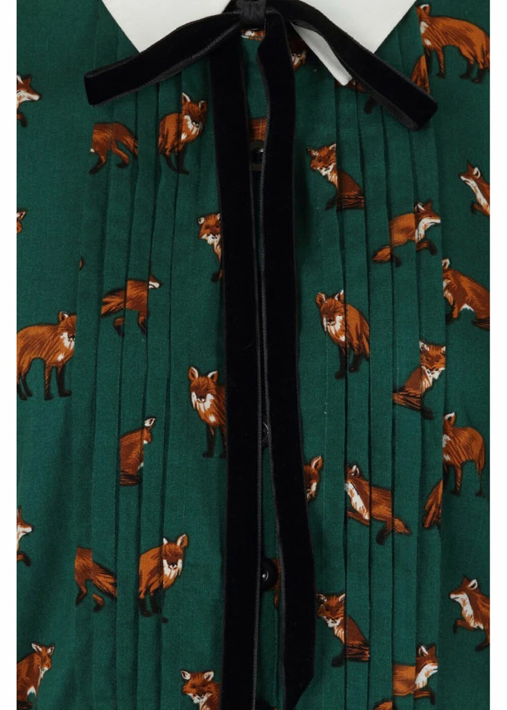 Hell Bunny Vixey Fox 40's Dress Dark Green - Image 2